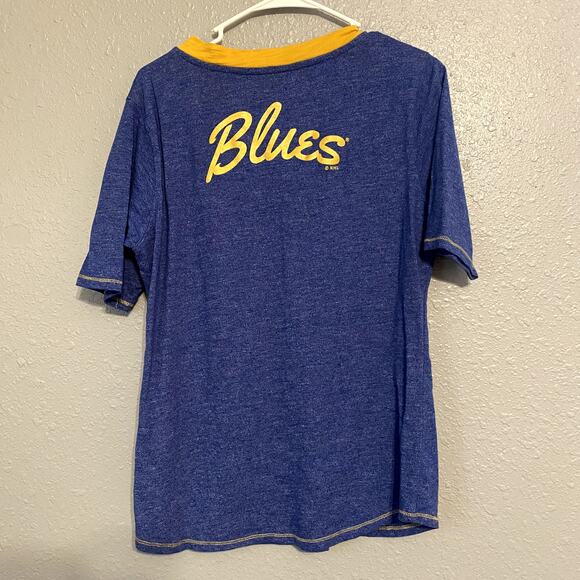 Womens XL 16/18 Short Sleeve Blues Lace Up Yellow NHL Hockey V Neck - Picture 2 of 8
